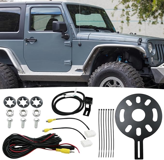 Adjustable Spare Tire Backup Camera, Rear View Reverse Parking Camera, Replacement for Jeep Wrangler JK 2007-2018 Rubicon 2007-2020, Replacement for Hummer H3 2005-2010
