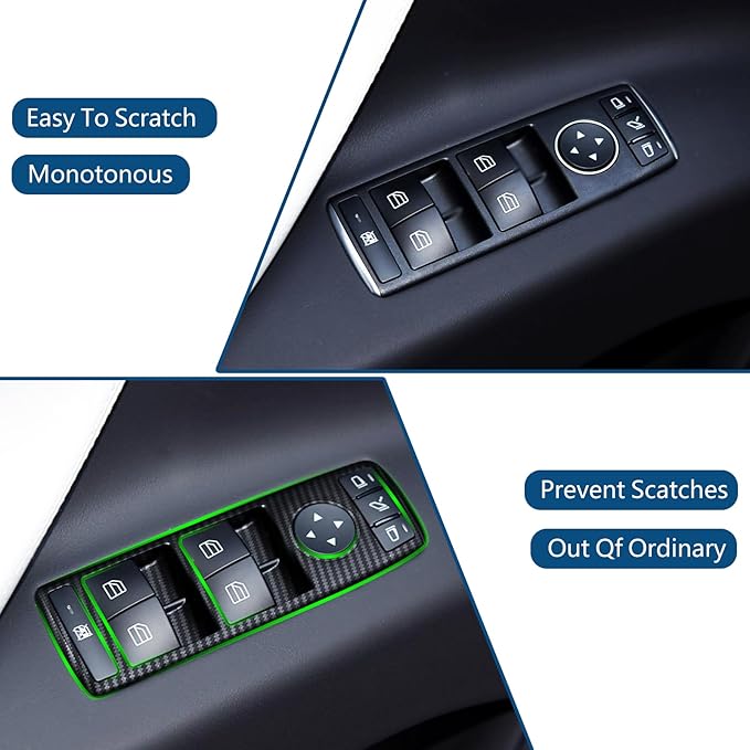 Car Interior Accessories Window Lift Switch Botton Panel Cover Decoration for Tesla Model X Model S 2014-2024 Protection Trim （Imitation Carbon Fiber Pattern）（Pack of 4）