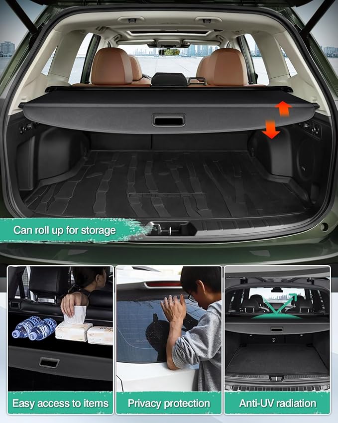 Powerty Cargo Cover for 2025 2026 Subaru Forester Accessories Trunk Cover Retractable Trunk Shielding Shade Cargo Luggage Cover No Gap (Hybrid)