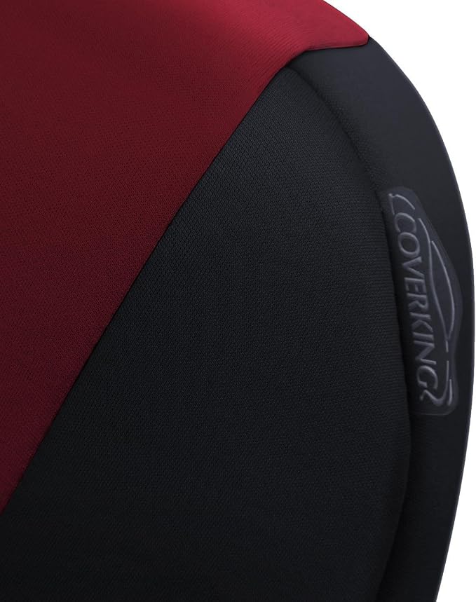 Coverking Custom Fit Front 50/50 Bucket Seat Cover for Select Ford F-Series Models - Neosupreme (Red with Black sides)