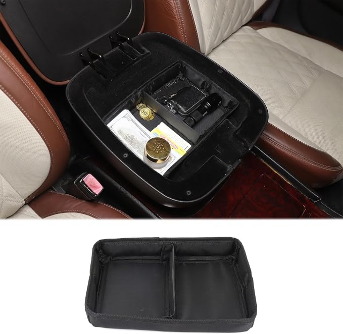 Car Armrest Box Storage Box Compatible with Cadillac Escalade 2007-2014,Cloth Center Console Storage Box Organizer Interior Accessories