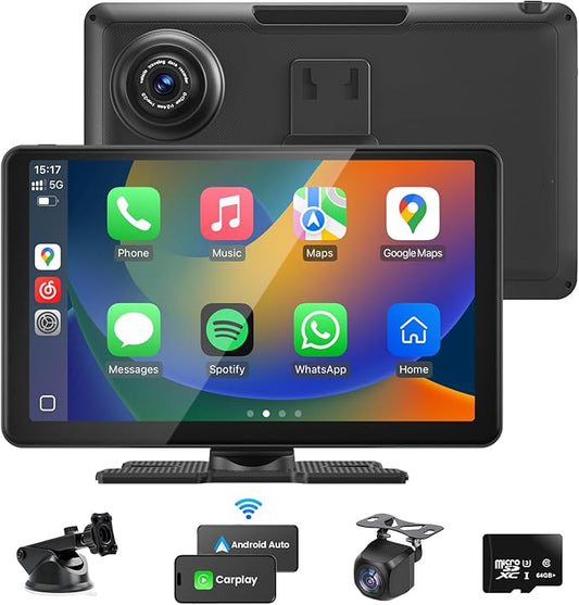 9" Wireless CarPlay Screen Car Stereo Compatible Apple CarPlay and Android Auto Portable Touch Screen AirPlay, GPS Navigation, Bluetooth, Voice Control, Mirror Link (9 Inch)