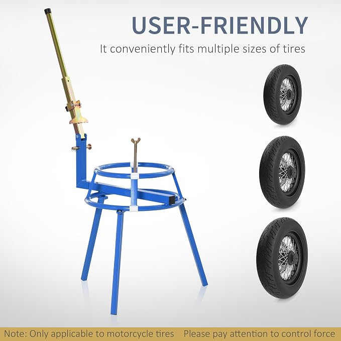 DURHAND Motorcycle Tire Changing Stand Durable Steel Machine with Adjustable Bead Popper and Leverage Handle for 16" - 24" Multi Size