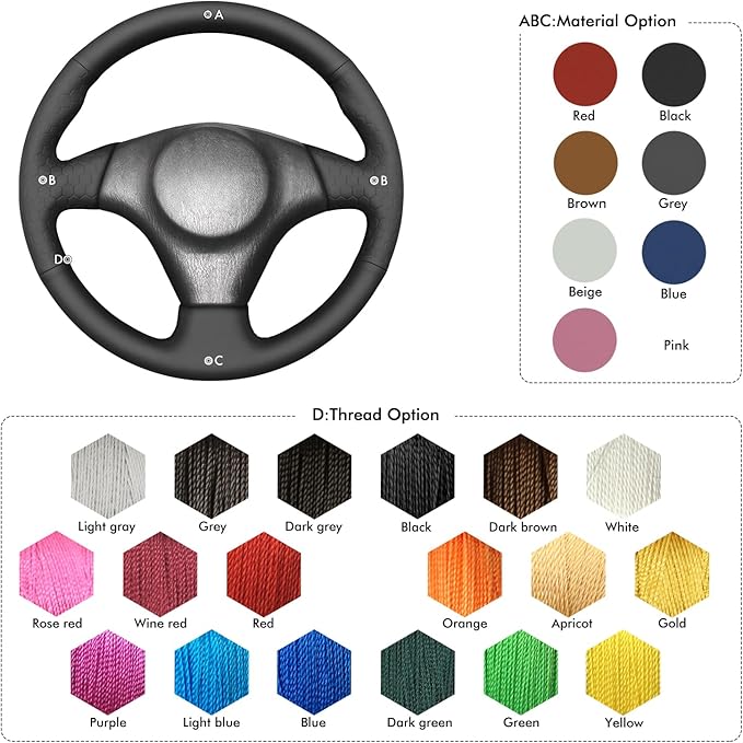 MEWANT Hand Stitch Steering Wheel Cover for Toyota RAV4 1998-2003 / Celica 1999-2006 / Corolla 2003-2008 / Matrix 2002-2008 / MR2 1999-2007 / Supra/Caldina, Custom Fit DIY Wrap Interior Accessories