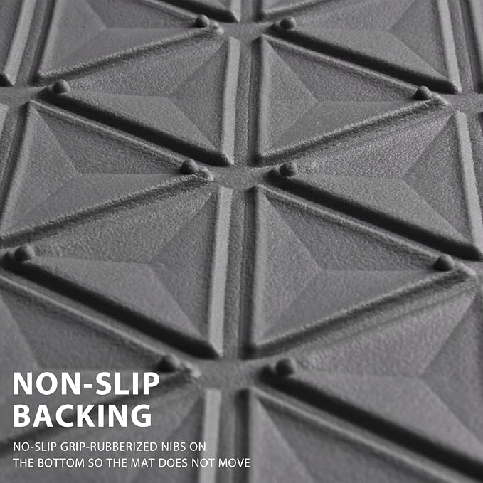 CAR PASS Bling Diamond Car Mats Gray Rubber Floor Mats Full Set Anti-Slip 3D Rhombus Waterproof Trim to Fit Liner Universal Glitter Crystal Sparkly Shining Rhinestone Girl Women SUV Sedan Van All Gray