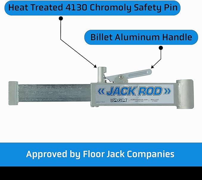 AGM Jack Rod, 2 Ton Locking Support Bar for Floor Jacks, Jack NOT Included, 10" Travel, 3 lb, Compact Jack Stand Alternative for Cars, SUVs, EVs, Safer, Smarter Vehicle Support