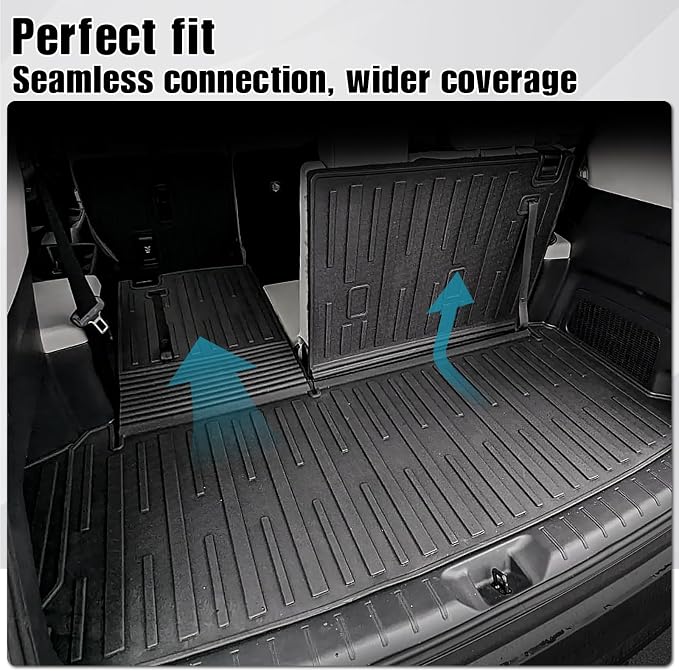Cargo Mat with Backrest Mat 2-in-1 for 2024 2025 2026 Toyota Grand Highlander Car Mat Accessories, TPE All Weather Cargo Liner Trunk Mat(Grand Highlander-2 in 1 Trunk Mat)