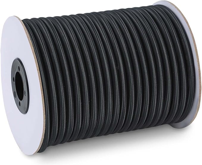 Marine Grade Bungee Cords Heavy Duty Outdoor - Bungee Cord Roll - 100% Stretch Elastic Cord and Absorbent Bungee Shock Cord for Kayak Deck, Camping, Crafting (3/8" x 100ft)