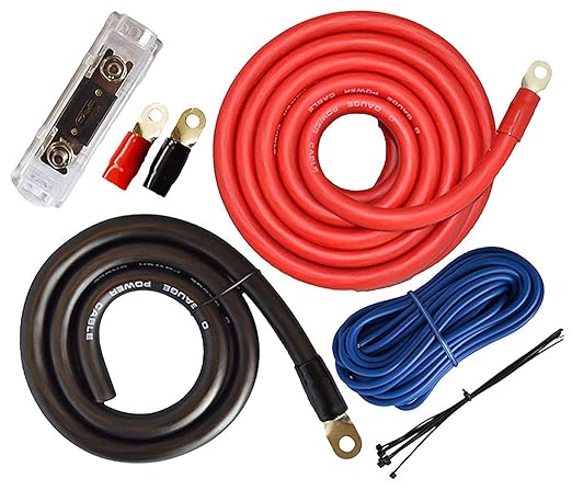 SoundBox PK0-17, 0 Gauge Amp Kit Power Amplifier Install Wiring Cables - 7500W