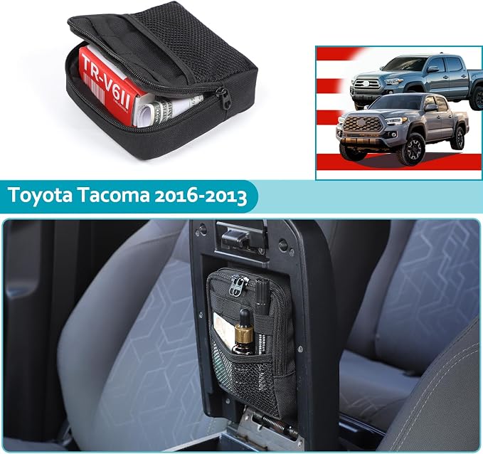 CHEAYAR Center Console Hidden Bag Organizer Compatible with Toyota Tacoma 2016 2017 2018 2019 2020 2021 2022 2023, Insert Compartment Center Console Tray Secondary Storage Accessories