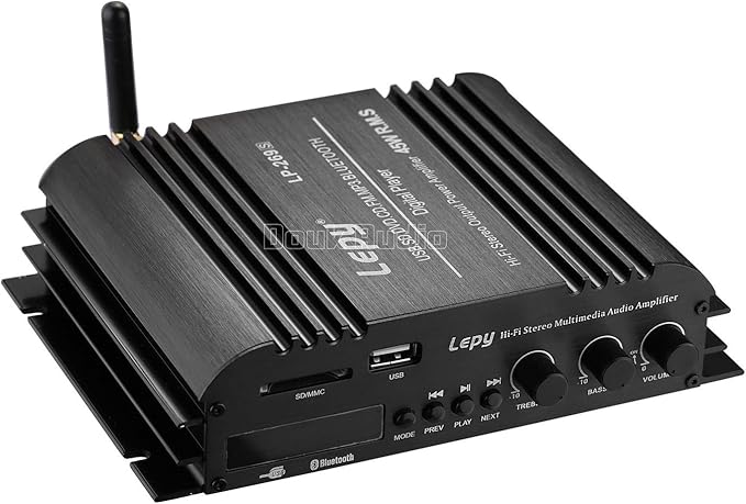 Nobsound Lepy Hi-Fi Stereo Multimedia 4-Channel 180w (45W x 4) Bluetooth Power Amplifier Audio Amp Booster USB SD DVD CD FM MP3 for Car Vehicle Home Booster Remote Control & LED Display Screen