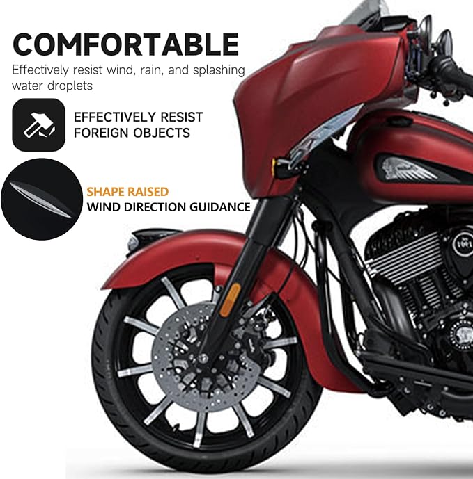 Motorcycle Side Wing Deflectors Front Fairing Air Deflector Kits Fixed Wings for Indian Chieftain Dark Horse/Chieftain Limited/Roadmaster Dark Horse/Roadmaster Limited 2019-2024 (Smoke Gray)
