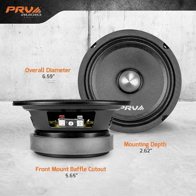 PRV AUDIO 6.5 Inch Midrange Bullet Speaker Pair 6MR400-4 Bullet, 4 Ohm 400 Watts High Performance Car Audio Loudspeaker High Output Sound (2 Speakers)