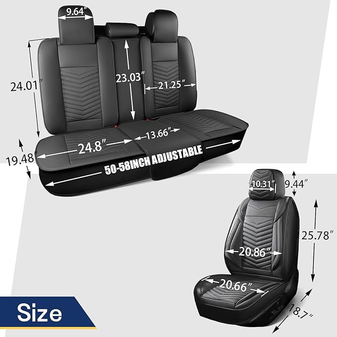 HChengkikz Nappa Leather Car Seat Covers Full Set, Brown Car seat Protector 5 Seats, Waterproof Car Seat Cushion, Universal Automotive Seat Covers Fit for SUV Truck Pick-up Sedan, Front and Rear