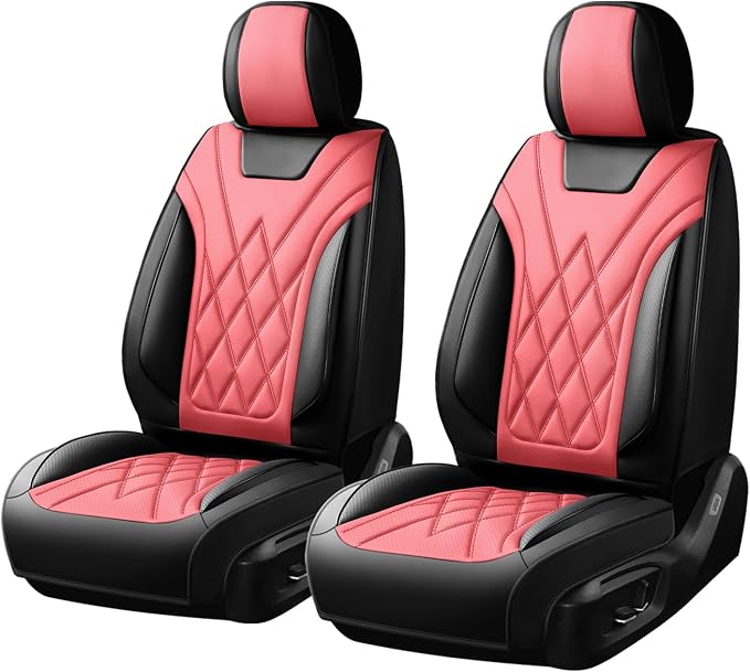 Fit Escape Car Seat Covers for Ford Escape 2001-2025 2026 - Luxury Leather, Anti-Slip, All-Weather, Waterproof & Breathable, Airbag Compatible, 2 Front Seats Only (Red)
