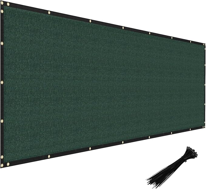 Windscreen4less Privacy Fence Screen Heavy Duty Windscreen Fencing Mesh Fabric Shade Net Cover with Brass Grommtes for Outdoor Wall Garden Yard Pool Deck, 8'x133' Green