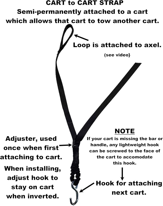 Trash Can Hauler Towing Strap System, No Hitch Vehicle to Cart Connector for Garbage & Recycling Cans, Universal Utility Hauler for Cars, ATVs, Lawn Mowers & Tractors