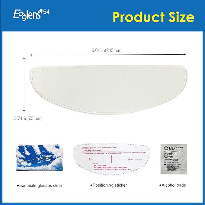 Universal Motorcycle Full Face Helmet Shield Anti Fog Film,Clear Visor Lens Insert Fog Resistant Waterproof Sticker
