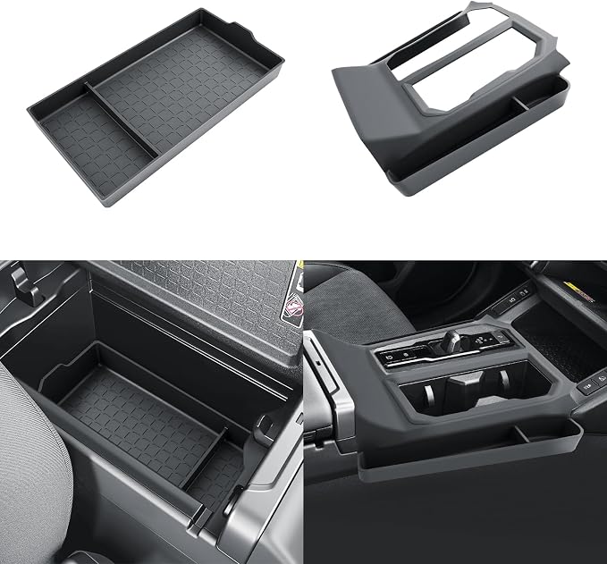 SKTU 2PCS for 2026 Toyota RAV4 Center Console Mat for 2026+ Toyota RAV4 (LE/SE/XLE Premium/Woodland/XSE/Limited) Non-Slip Console Pad & Gear Shift Panel 2026 RAV4 Accessories Side Storage Box