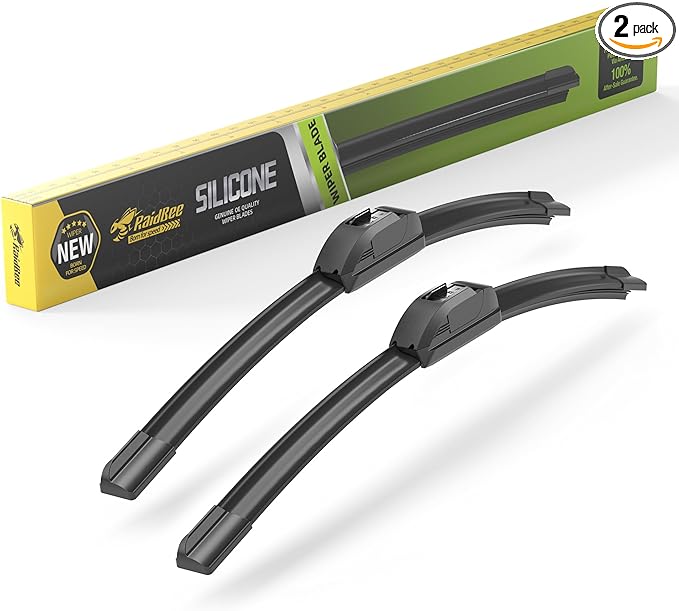 Raidbee® 22"+19" Silicone Windshield Wiper blades Replacement for Ford Focus 2000-2011 Chevrolet Colorado 2004-2012 Cadillac CTS 2008-2013 Toyota Highlander 2001-2007 Mazda CX-3 2016-2020 OEM