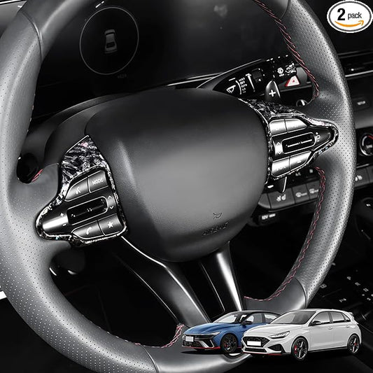 Steering Wheel Trim Control Button Cover Compatible with Hyundai Veloster JS N line 2019-2022 Hyundai Kona N Hyundai Elantra CN7 N Hyundai i30 2017-2022 Accessories (Gravel Style)