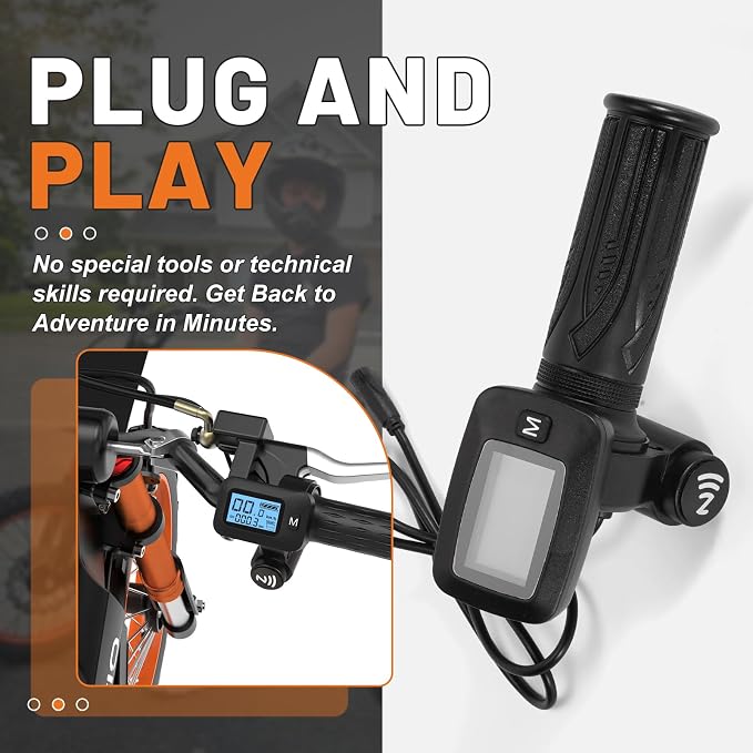 Upgraded E-Bike Throttle 48V w/M Button Fits for Tutti/Tutto/Tuttio Soleil01 Electric Dirt Bike Soleil 01 Only New Version (with M), Non-Interchangeable with Old Throttle (Without M)