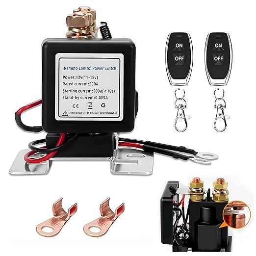 12V Wireless Remote Battery Disconnect Switch, Remote Control Relay Master Switch, Anti-Theft Battery Kill Switch for Car, RV, ATV, Truck, Classic Car, DIY Installation