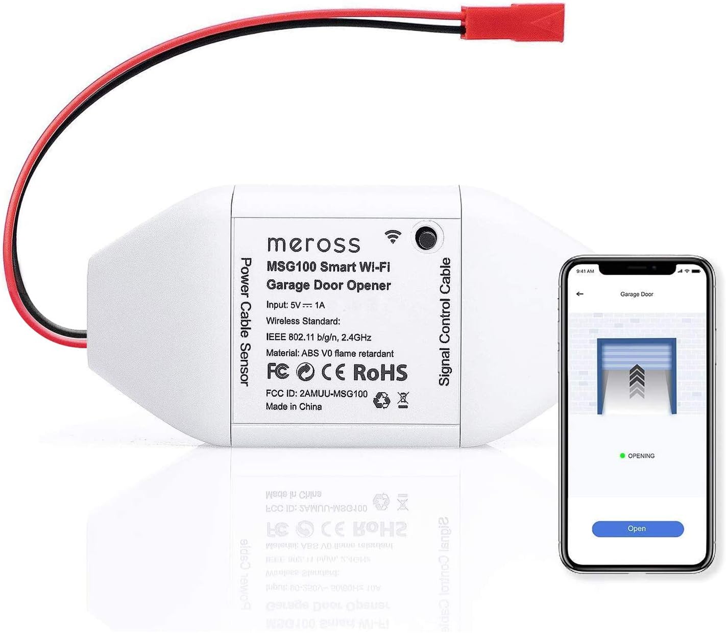 meross Smart WiFi Garage Door Opener Remote, App Control, Works with Alexa, Google Assistant and SmartThings, No Hub Needed（Non HomeKit Versions）