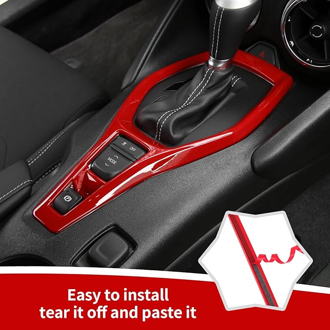RAZPOY for Camaro Interior Trim Kit, 6PCS Gear Shift Panel Trim Navigation Screen Radio Cover Compatible with 2017-2023 Chevy Camaro, Red (Small Screen)