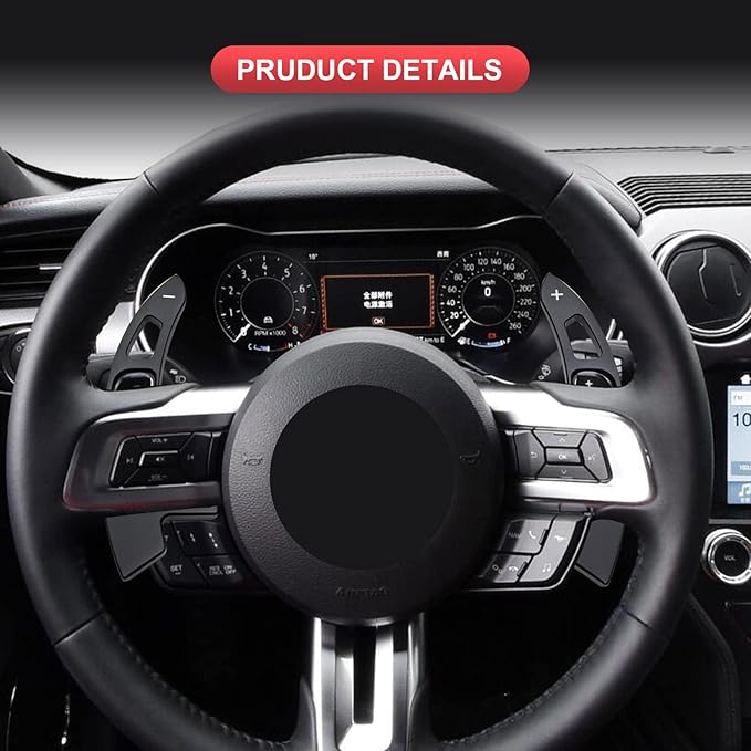 Steering Wheel Accessories Shift Paddle Shifter Extension Aluminum Alloy Trim Cover compatible with FORD MUSTANG 2015 2016 2017 2018 2019 2020 2021 Car Accessories Black