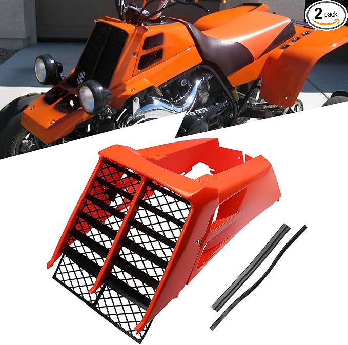 Orange Plastic Gas Tank Side Covers with Grill, Compatible with Yamaha Banshee 350 1987-2006, 2-PC Set, OE 2GU-2171L-00-00