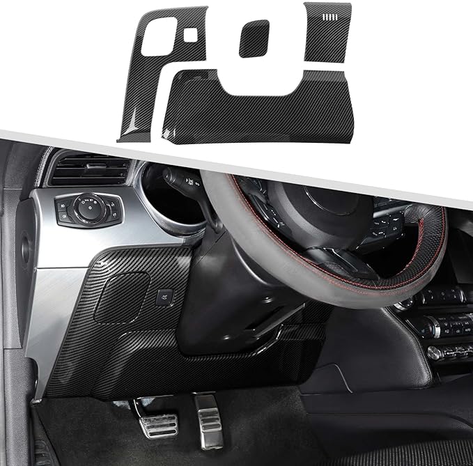 Jimen Compatible with Ford Mustang 2015-2023, 4PCS Center Console Under Panel Cover Trim (Carbon Fiber)