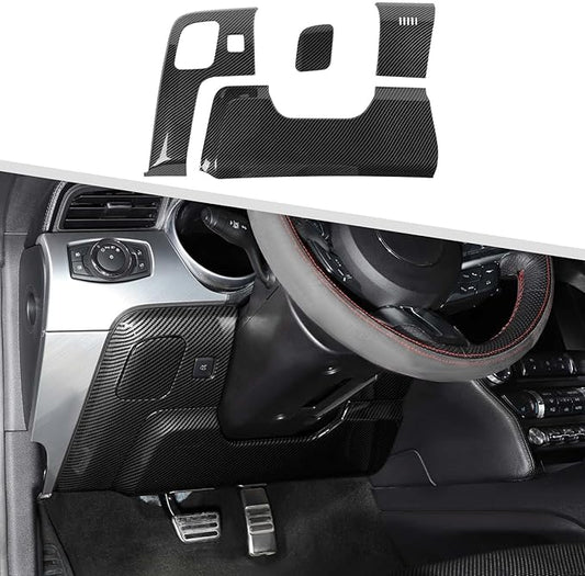 Jimen Compatible with Ford Mustang 2015-2023, 4PCS Center Console Under Panel Cover Trim (Carbon Fiber)