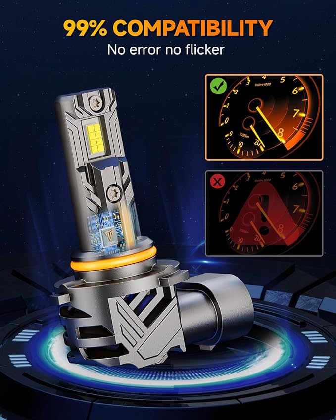 FAHREN 9005 9006 Light Bulbs Combo, Upgraded 100,000LM 1500% Super Bright Bulb 1:1 Mini Size No Adapter Required, 6500K Cool White HB3/HB4 Compatible, Plug-and-Play, Pack of 4