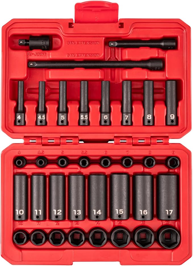 TEKTON 1/4 Inch Drive Impact Socket Set, 35-Piece | SID90402