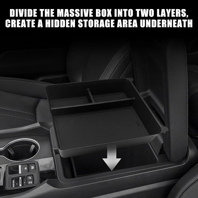 Muslogy for Pilot Center Console Organizer & Dash Storage Tray & Magnet Armrest Hidden Storage Compartment 3PCS Set Compatible with Honda Pilot 2023-2025(Console +Dash Tray+Hidden Organizer)