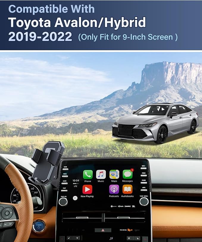 PZK Car Phone Holder for Toyota Avalon/Avalon Hybrid 2019 2020 2021 2022 Accessories 9-Inch Screen Fixed Clip Auto Lock Car Phone Mount for 4.0-7.0 Inch Phones 360° Rotation Not Affect Vent Cradles