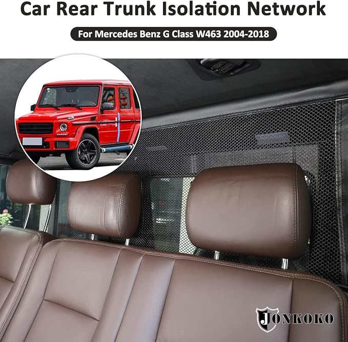Pet Net Vehicle Safety Mesh Dog Barrier for Mercedes Benz G Class W463 2004-2018, Black Polyester, Plastic Buckle & Hook Fasteners, Car Compatible