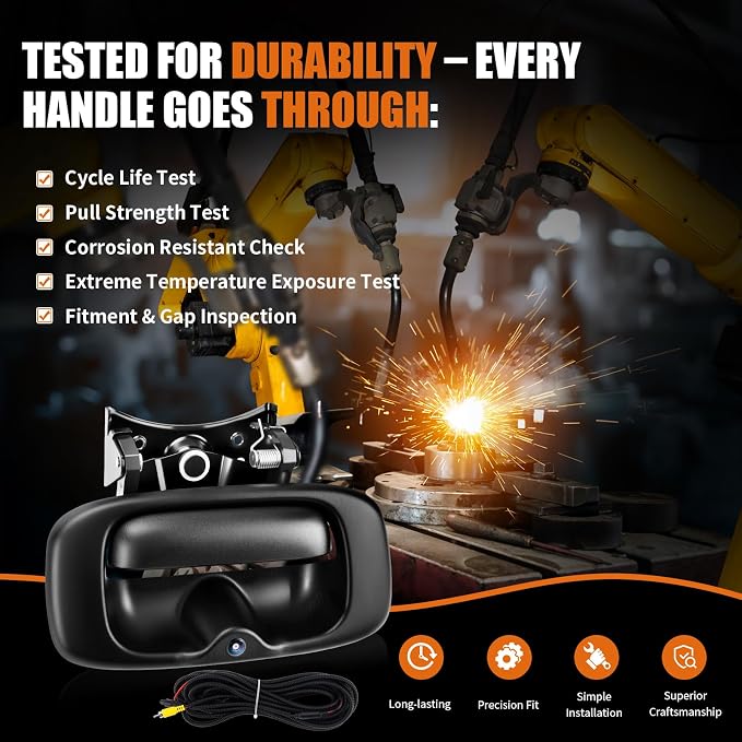 LCWRGS Tailgate Latch Handle Bezel Trim Kit with Backup Camera OE# 15228539 | Fits for 1999-2006 Chevy Silverado GMC Sierra 170° Wide-angle Night Vison Waterproof Easy Installation Rear View Camera