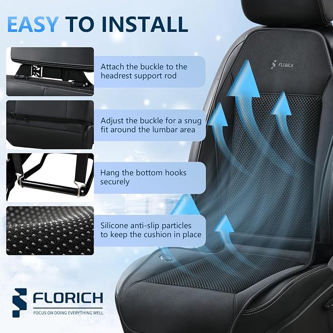 Cooling Seat Covers with 8 Powerful Turbo Fans, Ventilated Car Seat Cushion 3-Speed Adjustable, Breathable Summer Cooling Pad for Car SUV Truck Van, Universal 12V-24V Fit for Driver & Passenger Seats