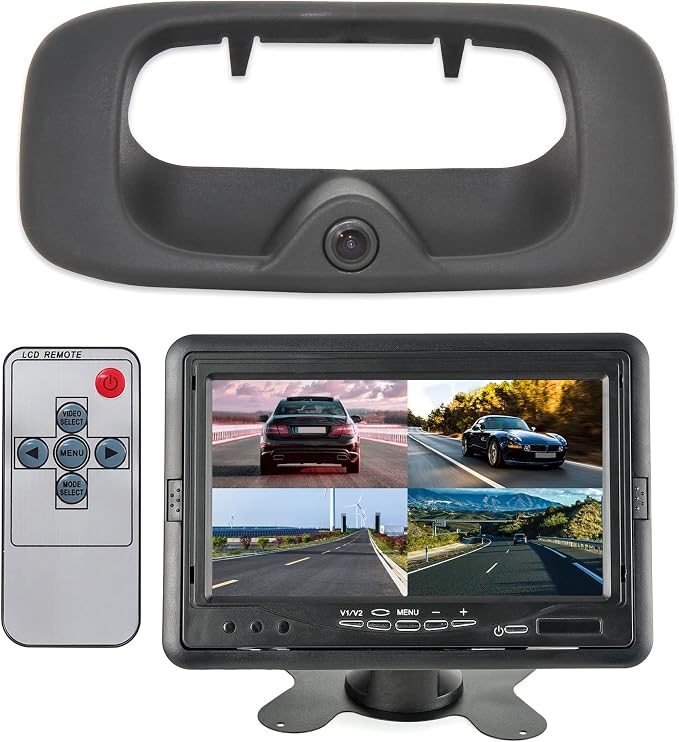EWAY Tailgate Handle Backup Camera 7 Inch TFT LCD Monitor Kit for for 1999-2006 Chevy Silverado/GMC Sierra 1500 2500 3500 Rear View Reversing Backing Cameras Monitor Kit Optional Guideline