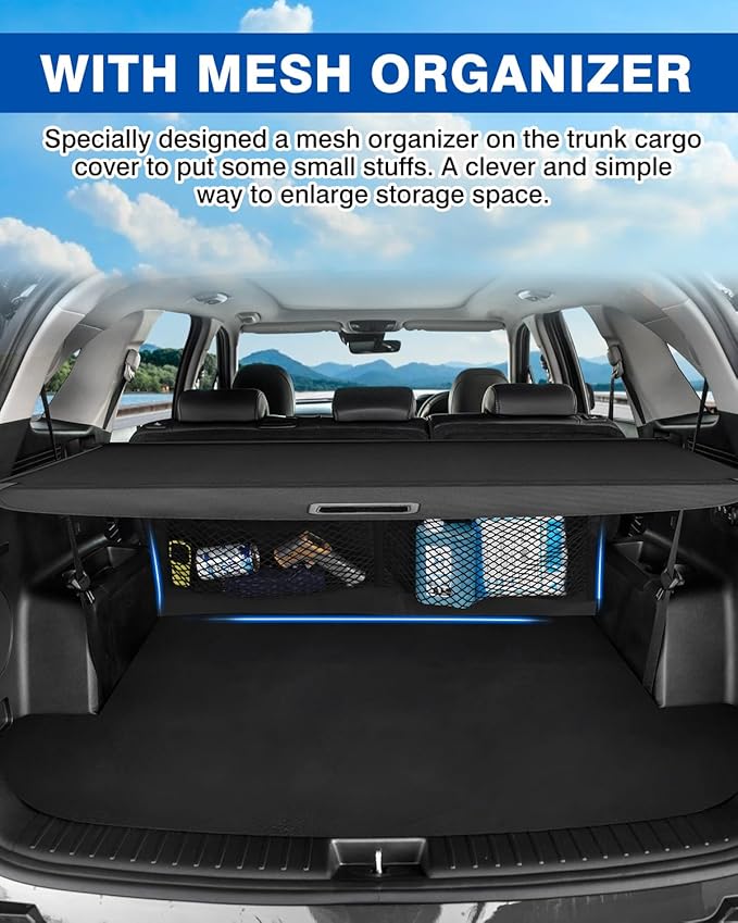 Autorder Cargo Cover for Kia Sorento 2021-2025 2026 Accessories Upgraded Trunk Cover with Extra Storage Net Retractable Security Shield Shade Cover