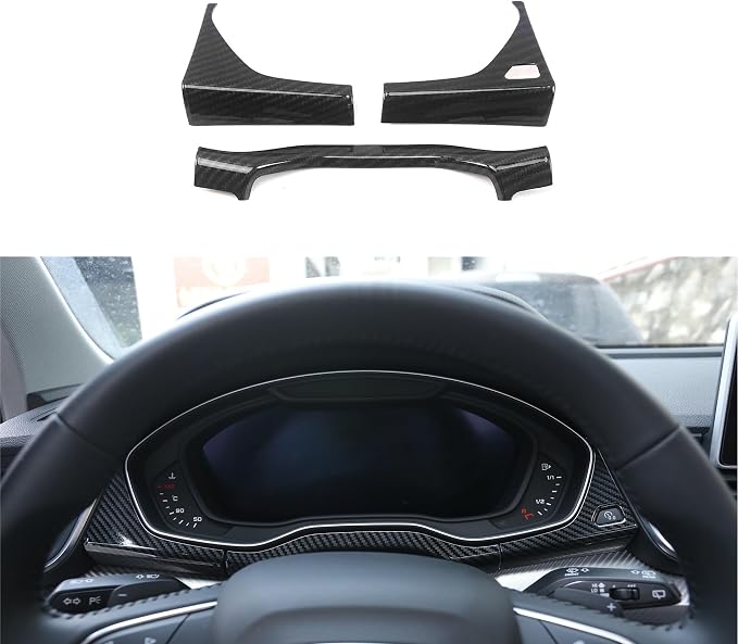 Dashboard Trim Frame Compatible with Audi Q5 2018-2025, Dial Dashboard Moulding Stickers, Carbon Fiber Dash Instrument Cluster Speedometer Frame Cover, ABS Carbon Fiber Q5L Accessories Accessories