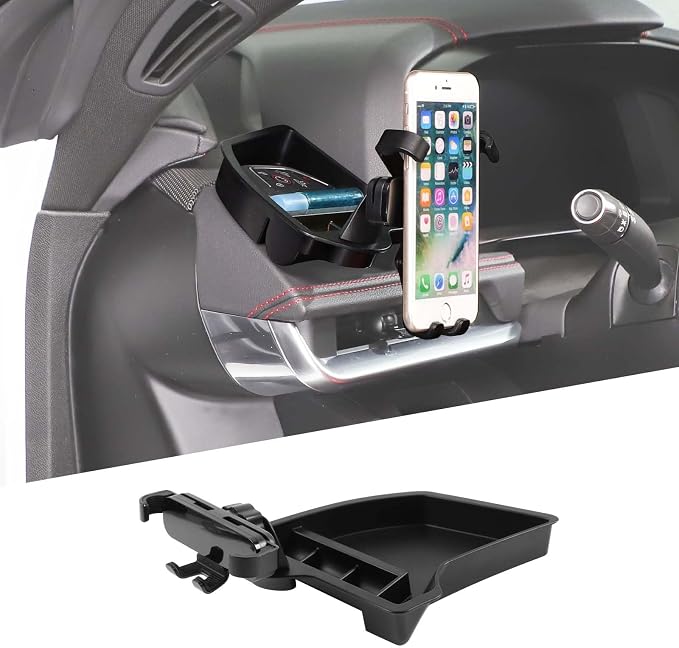 Center Console Multi-Mount Phone Holder Storage Box Compatible with Chevrolet Corvette C8 2020-2025, Dashboard Left Side Storage Tray Organizer, Telescopic Arm Holder