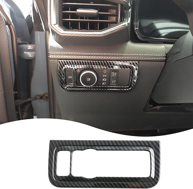 MUXEE Headlight Switch Cover，for Ford Mustang 2024 2025 2026，Car Headlight Switch Buttons Panel Cover Trim - Carbon Fiber Sport Interior Set Accessories