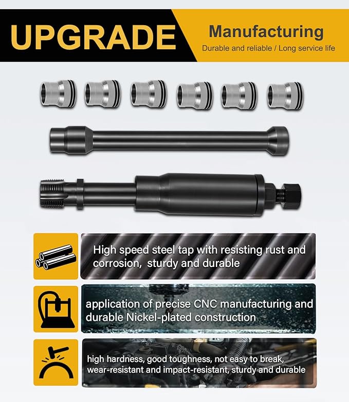 Yoursme for C7 Injector Sleeve Cup Removal Installation Tool with Parts Kit Fit for Caterpillar Cat 3126B C7 C9 with Style HUEI injectors