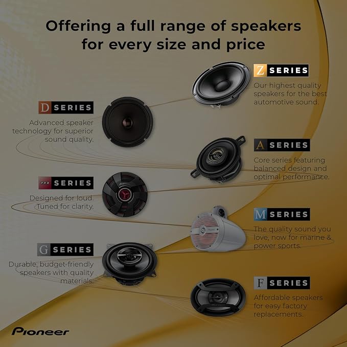 PIONEER Z-Series TS-Z65C 6.5” 2-Way Speakers (Pair) – 300W Max, Crisp Highs + Clear Vocals, Audiophile Upgrade, Add an Amplifier for Optimal Performance