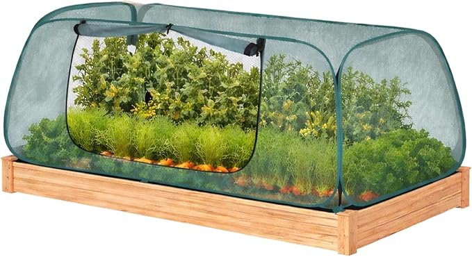 1Pack Raised Garden Bed Covers(45"X22"X18"), Pop Up Mesh Plant & Vegetable Cover,30% Sunblock Plant Shade Tent, Outdoor Planter Protection, Sun & Insect Guard
