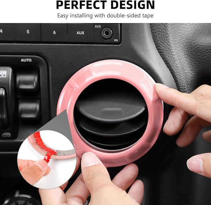 RAZPOY JK 18PCS Interior Trim Kit, Steering Wheel Trim & Gear Shift Cover Air Conditioning Vent Trim Compatible with 2011-2017 Jeep Wrangler JK 4-Door, Pink