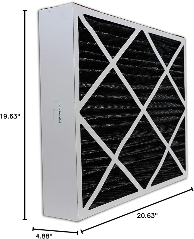 Filterbuy 20x20x5 Air Filter MERV 10 Odor & Allergy Defense with Activated Carbon (4-Pack), Pleated HVAC AC Furnace Filters for Trion Air Bear 255649-103 & More (Actual Size: 19.63 x 20.63 x 4.88)